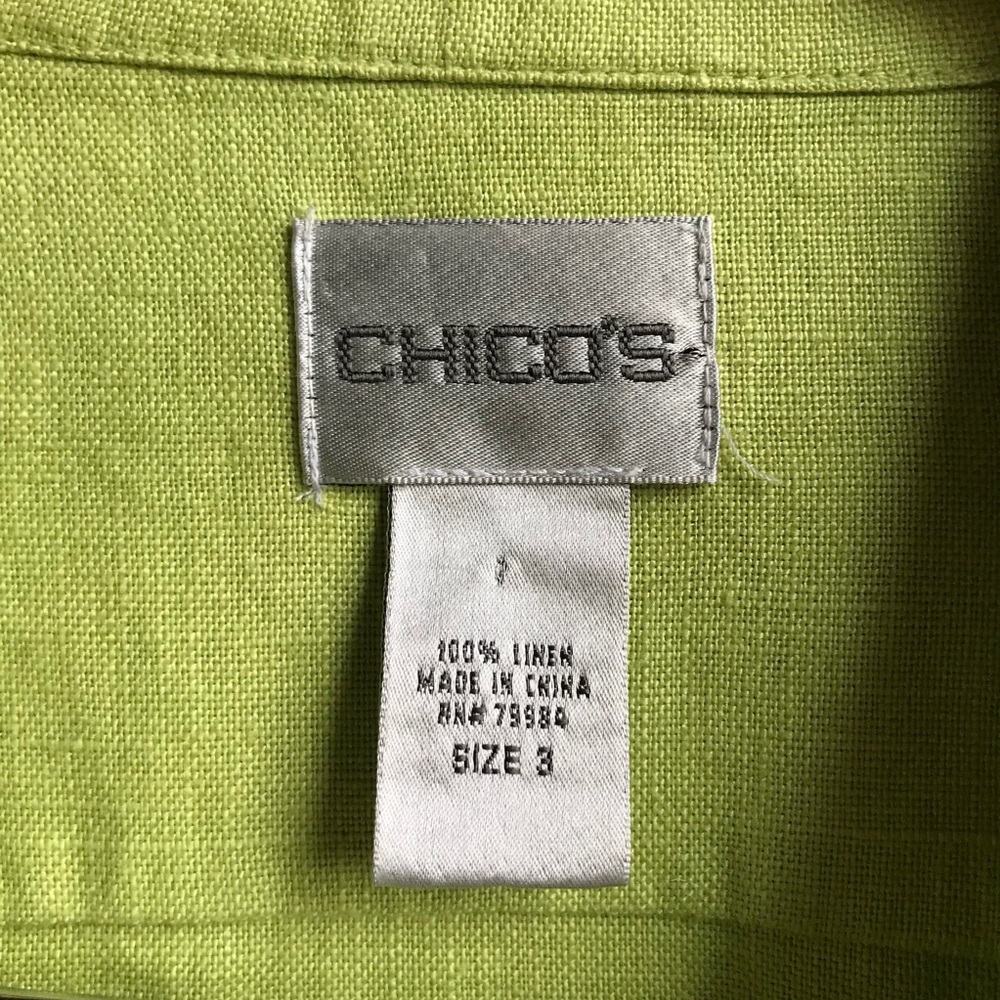 Chico’s 100% Linen Button Front 3/4 Sleeve Blazer - Picture 4 of 13
